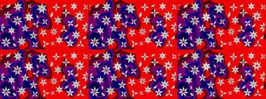 Renkli Yaz Temalı eskiz kalıbı. Raster illüstrasyonundaki çiçek desenli çizim. Düz Çiçek Elementleri Tasarımı. Kırmızı renkte çiçekler.