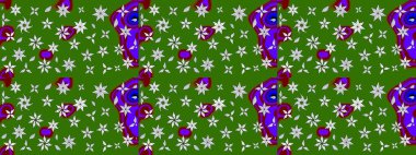 Yeşil renkte güzel bir tekstil. Raster illüstrasyonu. Suluboya çiçekli çiçek deseni.