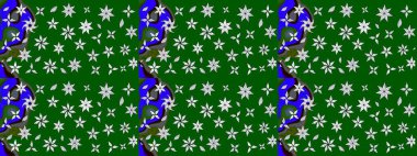 Yeşil renkli çiçekler. Renkli Bahar Teması eskiz kalıbı. Sevimli çiçek raster deseni. Düz Çiçek Elementleri Tasarımı.