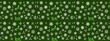 Çiçeksel çizim kalıbının yansıması. Vadinin yeşil renkli çiçekleri.