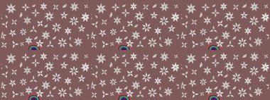 Kahverengi renklerde bahar çiçekleri. Raster çiçekleri klasik tarzda çizilmiş. Çiçekli yumuşak bir eskiz şekli. Raster illüstrasyonu.