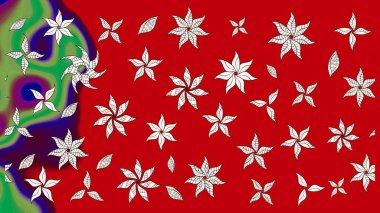 Kırmızı renkte çiçekler. Raster illüstrasyonu. Çiçek deseni. Kırmızı renkte çiçek çizimi. Şatafatlı bahar bahçesi dokusu.