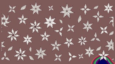 Çiçek süslemeli çizim deseni. Raster illüstrasyonu. Kahverengi renkte çiçekler.