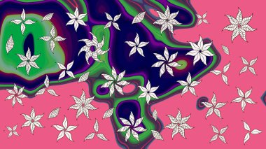 Raster illüstrasyonu. Raster deseni. Pembe renklerde. Soyut çiçek çizim kalıbı arka planı. Küçük çiçekte sevimli çiçek deseni var..