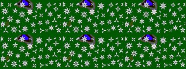 Elle çizilmiş sonbahar çiçeği deseni. Renkli yeşil çizim kalıbı. Doodle tarzı. Tekstil ve kapak tasarımı için mükemmel. Yeşil renkte çiçekler.