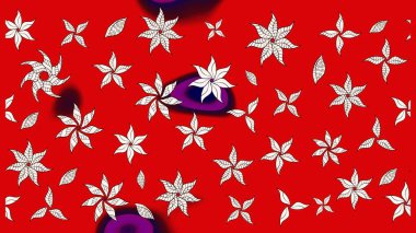 Vadinin çiçekleri kırmızı renklerde. Soyut etnik raster çizim kalıbı. Çiçekler..