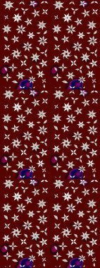 Kumaş desenli papatya çiçeği detayı. Kırmızı renkte çiçekler.