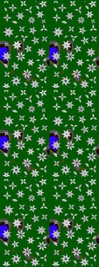 Yumuşak, yeşil renkli bahar çiçekleri. Çiçek ve yapraklı karalama şeklinde Raster çiçek deseni. Raster illüstrasyonu.