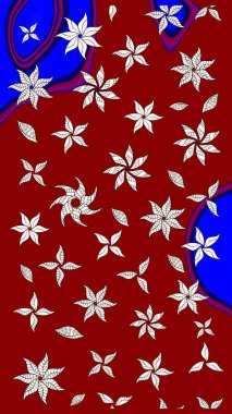 Yaz çiçekleri teması. Klasik çiçekler. Suluboya resim taklit Raster çizimi. Kırmızı renkler. El çizimi soyut süslü elementler.