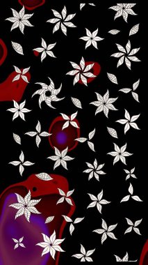 Çizim çiçek deseni duvar kâğıdı olarak kullanılabilir. Siyah renkli çiçekler. Raster illüstrasyonu.