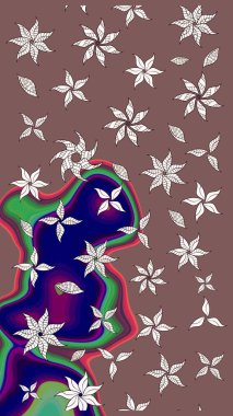 Kumaş desenli papatya çiçeği detayı. Kahverengi renkte çiçekler.