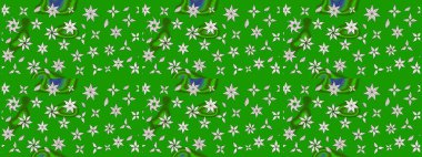 Düz Çiçek Elementleri Tasarımı. Renkli Bahar Teması eskiz kalıbı. Raster illüstrasyonu. Yeşil renkte zarif çiçekler ve suluboya..