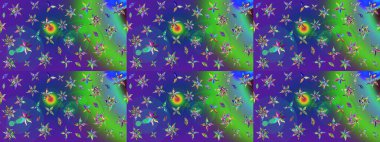 Düz Çiçek Elementleri Tasarımı. Renkli Bahar Teması eskiz kalıbı. Güzel çiçek deseni. Mavi renkte çiçekler.