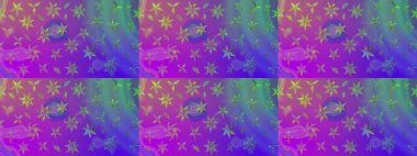 Hediye ambalaj kağıdı, tebrik kartları, posterler ve pankart tasarımı. Mor renkli çiçekler. Raster düz çiçek çizim deseni.