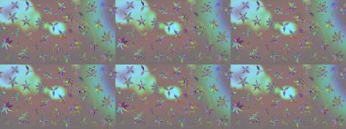 Gri renklerde bahar çiçekleri. Patlayan çiçekler soyut olarak yerleştirilmiş. Raster illüstrasyonu. Raster deseni.