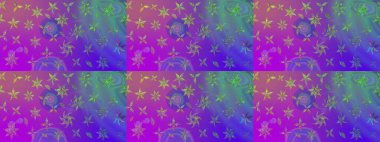 Halk tarzı. Moda baskıları için zarif bir şablon. Parlak renkli çiçekleri ve mor renkli yaprakları olan harika bir çiçek deseni. Modern çiçek arkaplanı.