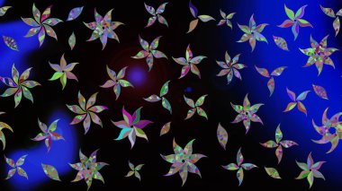 Siyah çiçekli bahar çiçekleri. Küçük renkli çiçekler. Motley illüstrasyonu. Moda baskıları için zarif bir şablon. Küçük çiçekte şirin desenler.