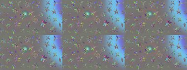 Gri renkli Asya tekstili. Raster illüstrasyonu. Çiçek desenini çiz.