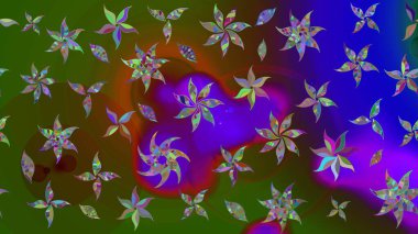 Yaprak ve çiçeklerin suluboya resimleri, yeşil renkte çizimler. Yumuşak, yeşil renkli bahar çiçekleri. Raster illüstrasyonu.