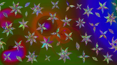 Çiçekli eskiz deseni. Suluboya çizimi. El çizimi. Yeşil renkte çiçekler.