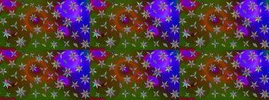 Moda baskıları için zarif bir şablon. Halk tarzı. Parlak renkli çiçekli ve yeşil yapraklı harika bir çiçek deseni. Modern çiçek arkaplanı.