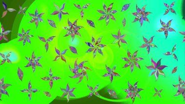 Yeşil kıvırcık çiçekler yeşil renkte şekillenir. Klasik çiçek tasarımı elementleri. Raster illüstrasyonu.