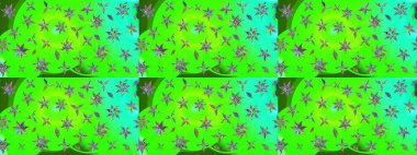 Düz Çiçek Elementleri Tasarımı. Raster illüstrasyonundaki çiçek desenli çizim. Yeşil renkli çiçekler. Renkli Bahar Teması çizim şablonu.