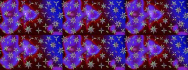 Raster Çiçek İllüstrasyonu güzel tekstil. Mor renkli etnik çiçeklerle zarif bir eskiz deseni..