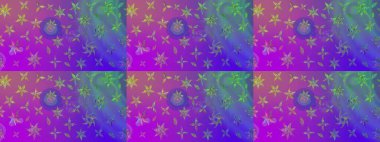 Renkli Bahar Teması eskiz kalıbı. Süslü kumaş deseni. Raster illüstrasyonundaki çiçek desenli çizim. Düz Çiçek Elementleri Tasarımı.