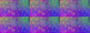 Raster illüstrasyonu. Mor kıvırcık çiçekler mor renkte şekillenir. Klasik çiçek tasarım elementleri.