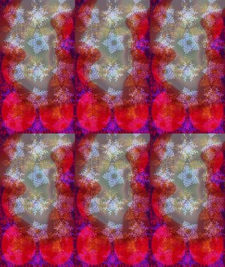 Raster kış deseni. Çiçek Elementleri 'nin soyut geçmişi. Raster illüstrasyonu. Kırmızı, kahverengi ve gri renkler üzerine tasarım.