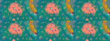 Klasik taslak çizimi. Raster Yumuşak kumaş deseni. Çiçek mavisi eskiz deseni. Raster çiçek izi..