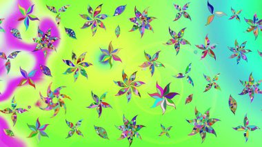 Çiçekli eskiz çizimi. Düz Çiçek Elementleri Tasarımı. Yeşil renkli çiçekler. Renkli Yaz Teması çizim şablonu.