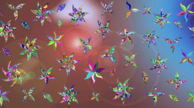 Raster illüstrasyonundaki çiçek desenli çizim. Kahverengi renkte çiçekler.