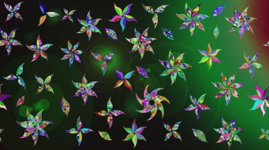 Raster illüstrasyonundaki çiçek desenli çizim. Gri renkli çiçekler.