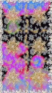 Doğu tarzı arabesk tarzında altın elementler. Raster altın pürüzsüz desen. Kusursuz altın desenli bukleler. Gri renklerde kusursuz desen.