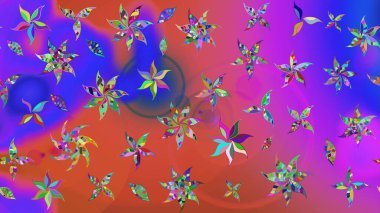 Çiçekli eskiz arkaplanı. Renkli Bahar Teması eskiz kalıbı. Düz Çiçek Elementleri Tasarımı. Çocuk stili.