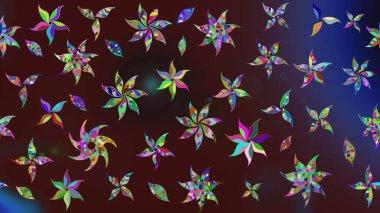 Renkli Bahar Teması eskiz kalıbı. Düz Çiçek Elementleri Tasarımı. Raster..