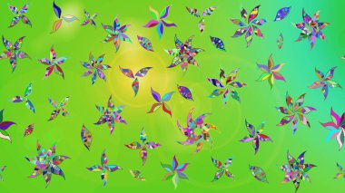 Modern çiçek arkaplanı. Parlak renkli çiçekli ve yeşil yapraklı harika bir çiçek deseni. Halk tarzı. Moda baskıları için zarif bir şablon.