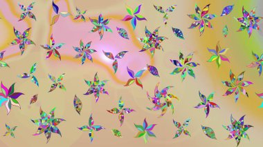 Raster illüstrasyonu. El çizimi. Çiçekli, yapraklı, çiçek desenli çizim..