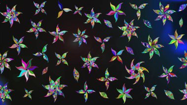 Raster illüstrasyonu. Gri renklerde bahar çiçekleri. Çiçek ve yapraklı karalama şeklinde Raster çiçek deseni.