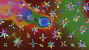 Kahverengi renkli çiçekler. Raster düz çiçek çizim deseni. Tasarım hediye paketi, tebrik kartları, posterler ve afiş tasarımı.