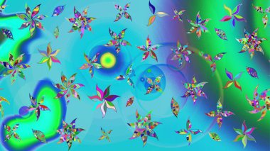 Renkli Yaz Temalı eskiz kalıbı. Çiçekli eskiz çizimi. Düz Çiçek Elementleri Tasarımı. Mavi renkte çiçekler.