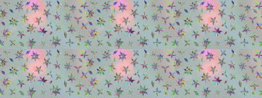 Gri renklerde. Çiçekli güzel suluboya desen. Raster illüstrasyonu.