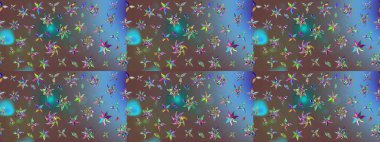 Sketch Colour Spring Theme eskiz kalıbı. Kahverengi renkli çiçekler. Sevimli çiçek raster deseni. Düz Çiçek Elementleri Tasarımı.