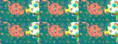 Karalama çiçekleri çizim kalıbı. Sanat çiçeklere ilham verir ve arka planda izler bırakır. Raster deseni. Mavi el çizimi desen.