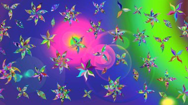 Düz Çiçek Elementleri Tasarımı. Güzel kumaş deseni. Renkli Bahar Teması eskiz kalıbı. Raster illüstrasyonunda çiçek deseni çizimi.