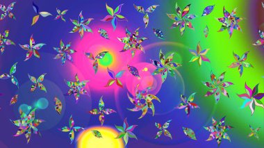 Mavi renkli çiçek desenli çizim. Suluboya tarzında mavi renkte çiçekler.