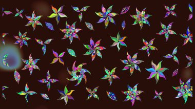 Raster. Kahverengi renkte güzel çiçekler, suluboya desenli eskiz deseni, duvar kağıdı, kart veya kumaş için fayanslı..