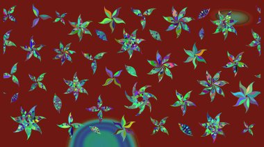 Kırmızı renklerde Asya tekstili. Raster illüstrasyonu. Suluboya çiçekli çiçek deseni.